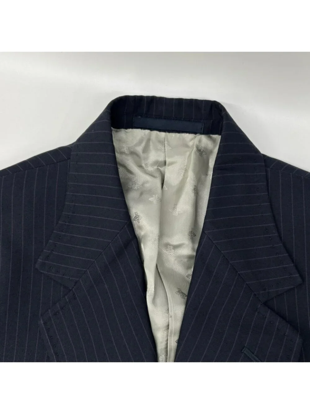 Gucci Black Pinstripe Be Inner Double Pocket Suit Set